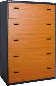 Wide Metal Shannon 5 Drawer Metal Body Wood Face 2183