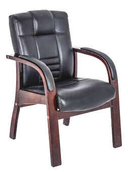 Leather waiting chair 4 legs wood 36