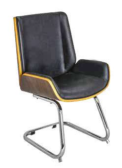 Wood waiting chair * Leather nickel chrome chassis 64
