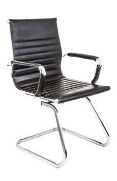 Ribbed leather waiting chair, nickel chrome chassis 2644