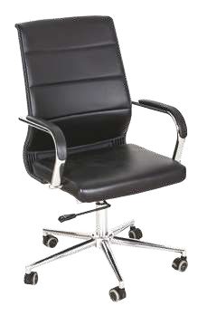 Medium chair with black leather, nickel handle * star leather nickel chrome 2662