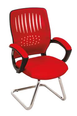Waiting chair with mesh back, base and fabric handle, nickel chrome 7530