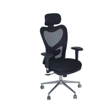 Director's chair, fabric base, mesh back, flat headrest, movable handle, nickel chrome star 7595