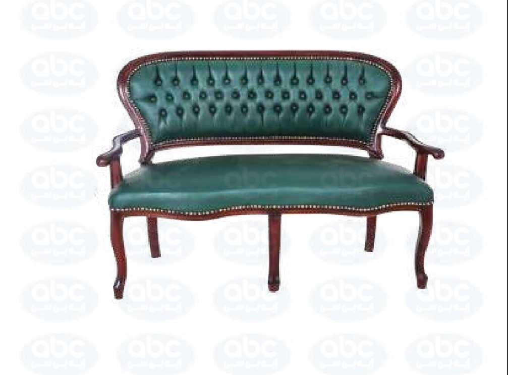 2 seater classic capotain sofa with leather upholstery 757