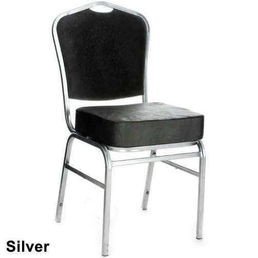 Silver metal chair with pyramid back 650-12405