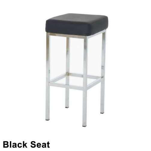 Chromed high chair with black leather seat 650-3410