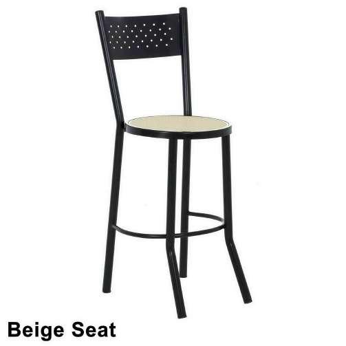 Metal High chair with Perforated back and beige plastic seat 650-3353