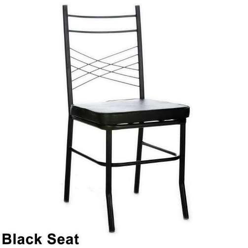 Black metal chair with black leather seat 650-3201