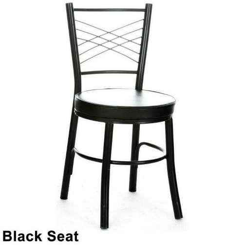 Black metal chair with black leather seat 605-3205