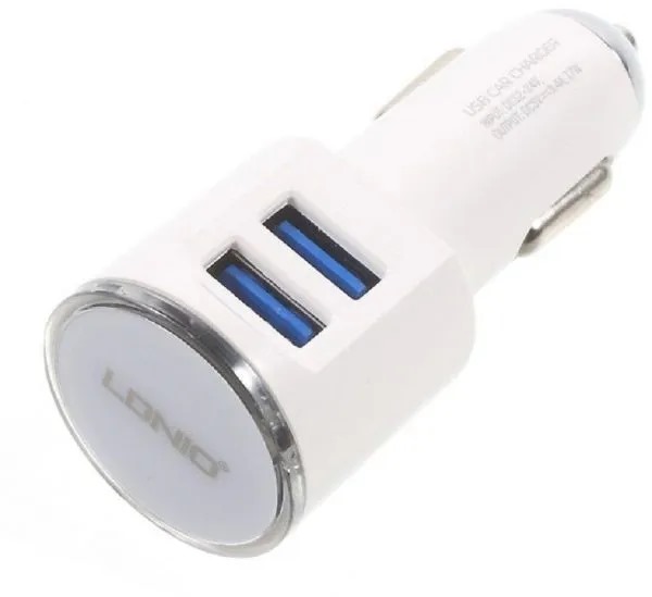 LDNIO DL-C29 High Quality Fast Car Charger Dual USB Port 3.4A With Micro USB Cable - White