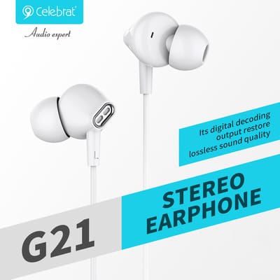 سماعة أذن سيليبريت سلكية ستيريو G21 - ابيض/ أسود