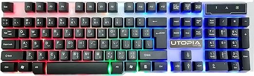 KEYBOARD UTOPIA BA-505 Gaming with Rainbow Color LED Lighting and Metal cover Plastic