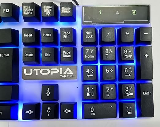 KEYBOARD UTOPIA BA-505 Gaming with Rainbow Color LED Lighting and Metal cover Plastic