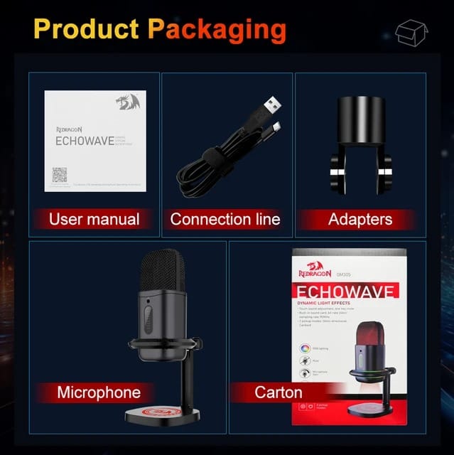 ميكروفون ريدراجون سلكي RGB جيمنج Echowave GM305 REDRAGON 