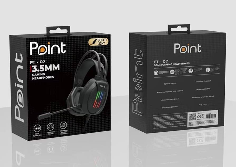 سماعة رأس جيمينج بوينت PT-07 مع ميكروفون (USB+2×3.5 mm)-أسود