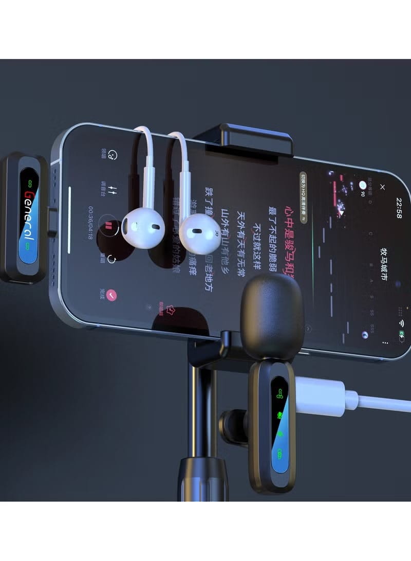 ميكروفون جنرال لاسلكي ثنائي القناه بمنفذ تايب سي 2.4 جيجاهرتز G37