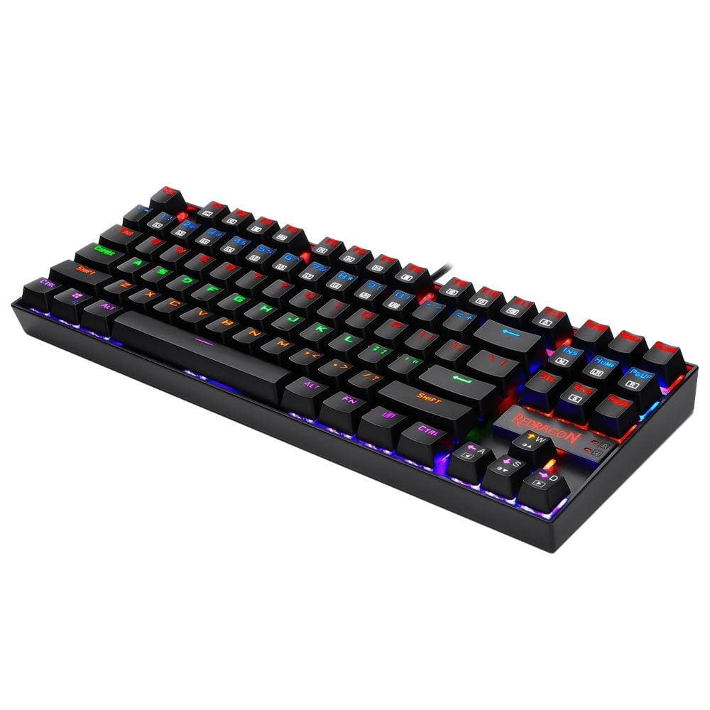 كيبورد ريدراجون Kumara K552-KB سلكية بإضاءة Rainbow إنجليزي وعربي سويتش أزرق