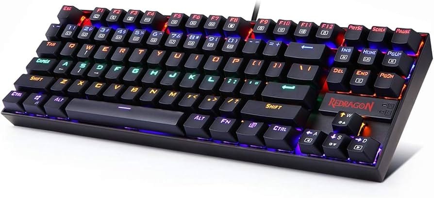 كيبورد ريدراجون Kumara K552-KB سلكية بإضاءة Rainbow إنجليزي وعربي سويتش أزرق