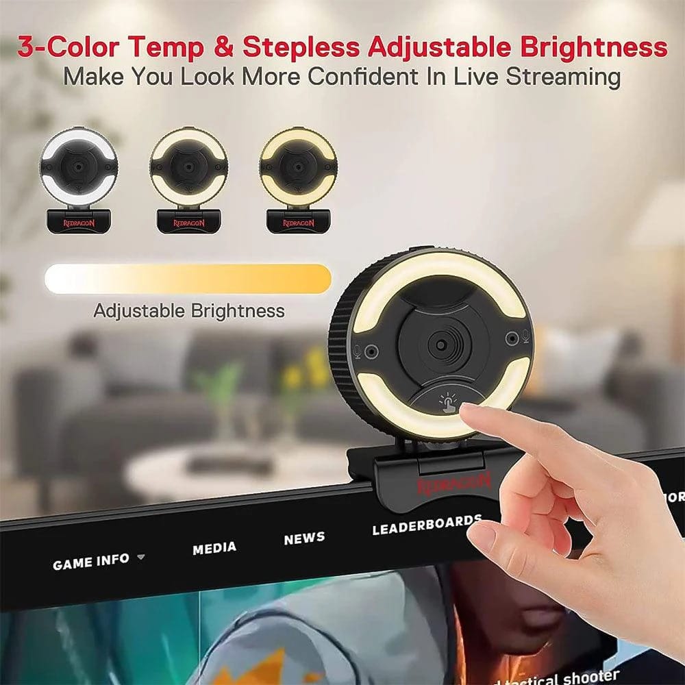 باضاءه رينج لايت GW910 FHD كاميرا ويب ريدراجون