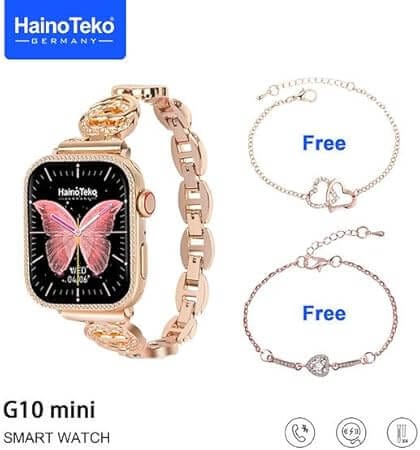 haino Teko Germany G10 mini smart watch with 4 strap, Fitness Tracker, Pink Gold