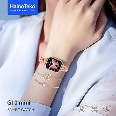 haino Teko Germany G10 mini smart watch with 4 strap, Fitness Tracker, Pink Gold