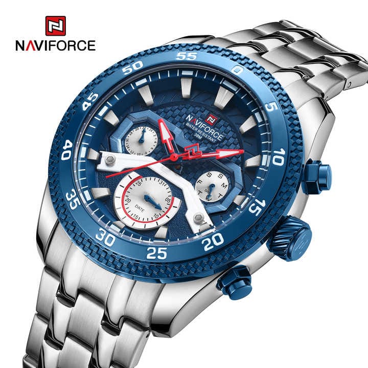 NAVIFORCE 9222 Brand Luxury Sport Waterproof Quartz Calendar Stainless Steel Strap Lumoinous Men Watch