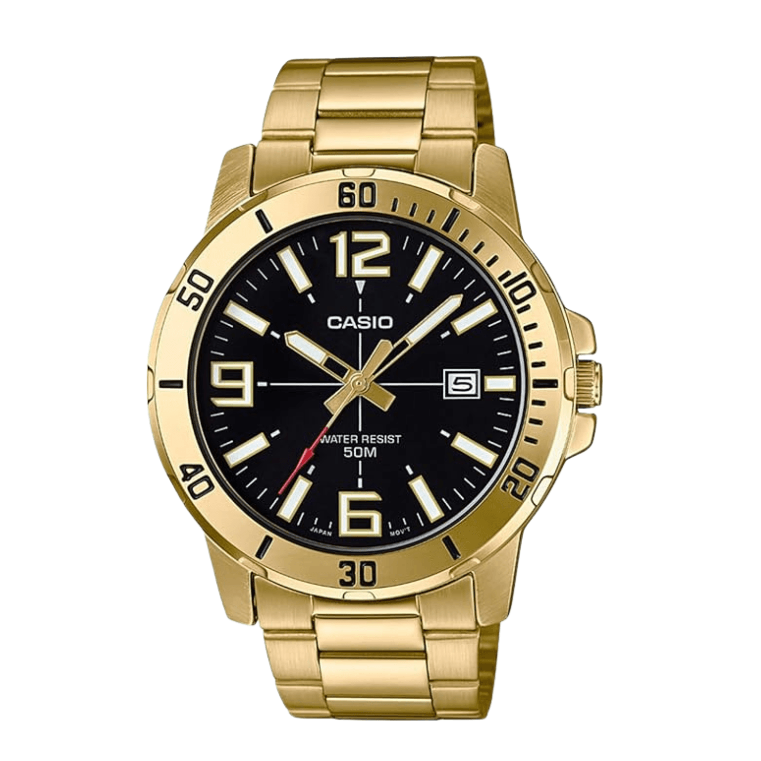 Casio MTP-VD01G-1BV Men's Enticer Gold Tone Stainless Steel Black Dial Casual Analog Sporty Watch