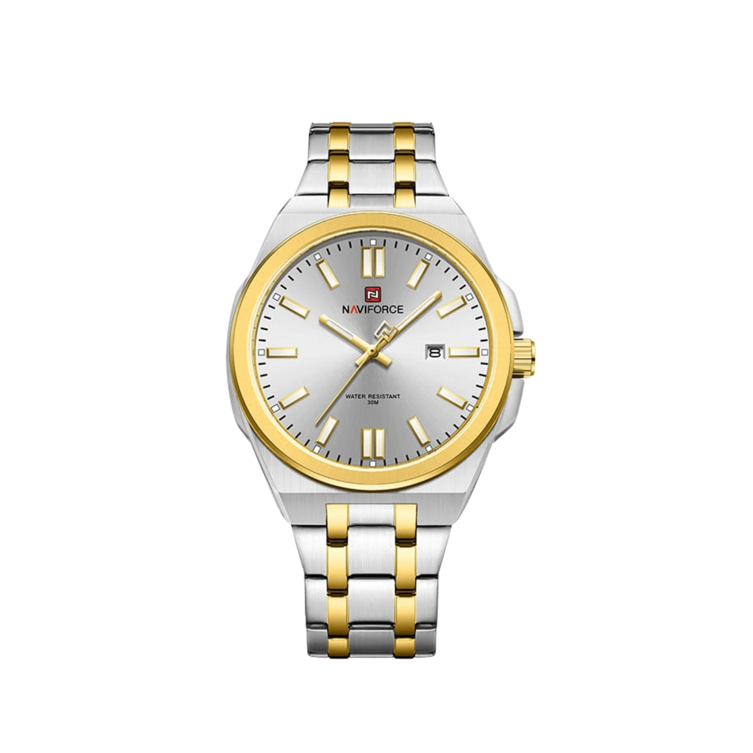 Naviforce 9226 Quartz Stainless Steel Men’s Watch – White Golden