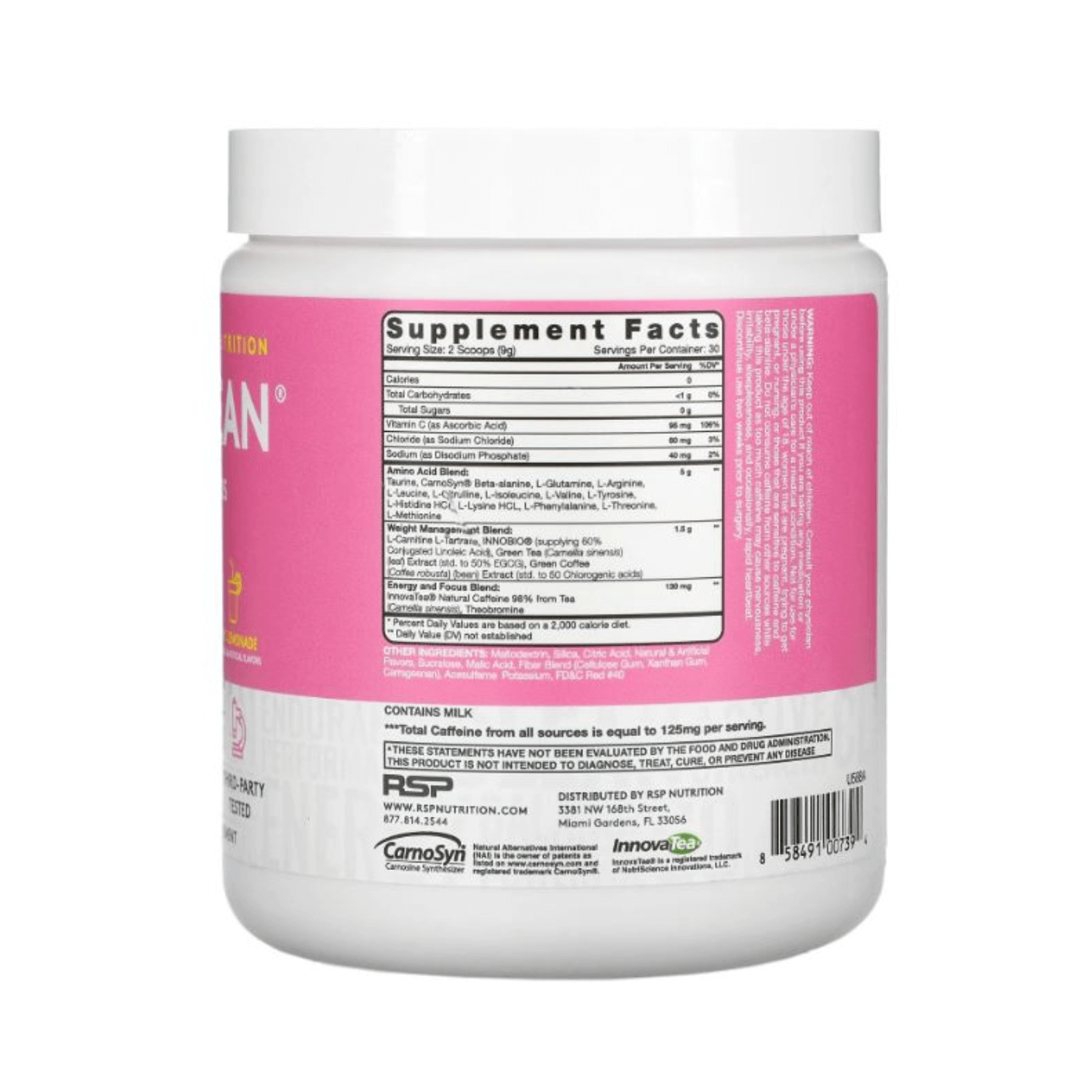 Rsp Clean Active Nutrition Amino Lean-30Serv.-270G-عصير الليمون الوردي