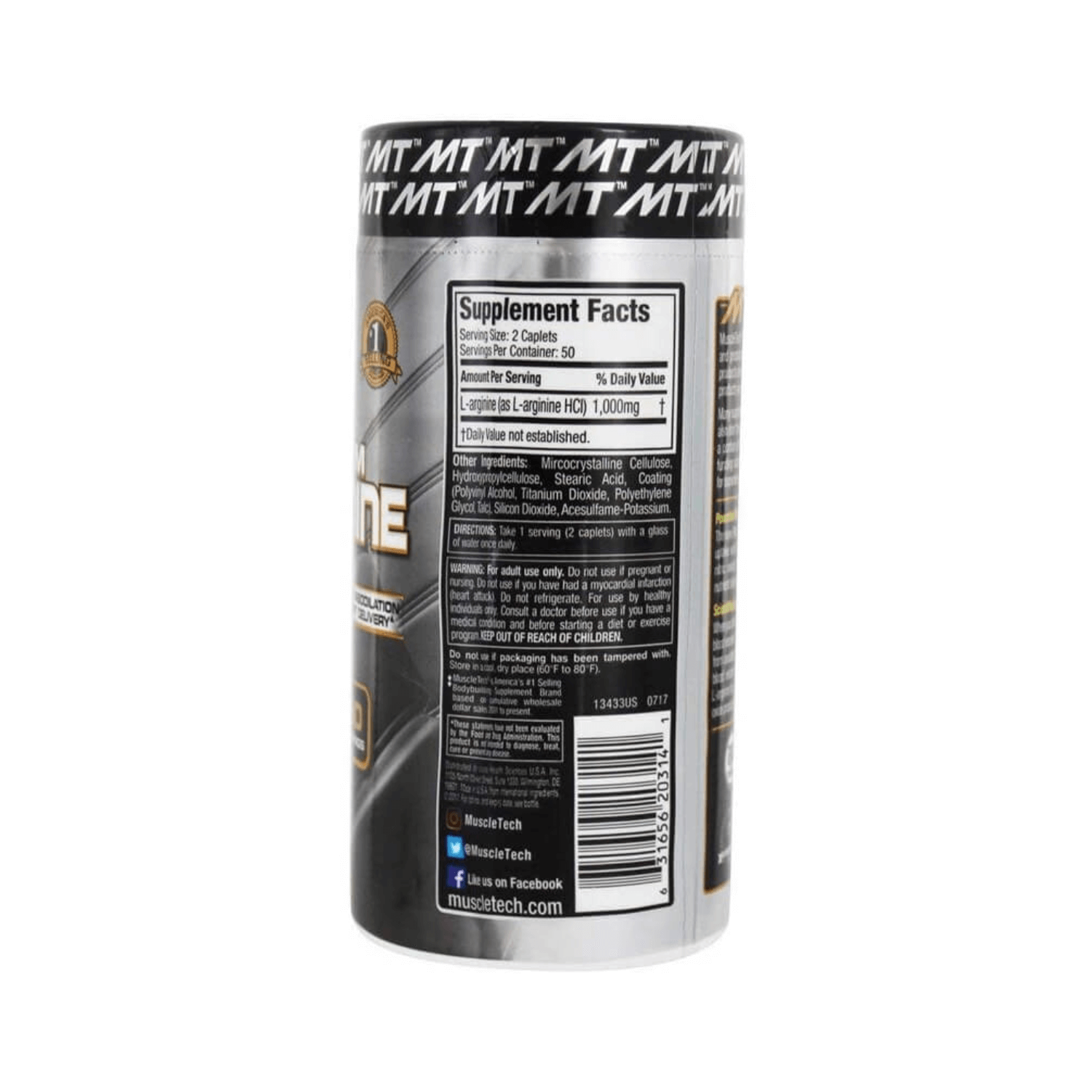 Muscletech Platinum L-Arginine 1000mg-50Serv.-100Tabs.