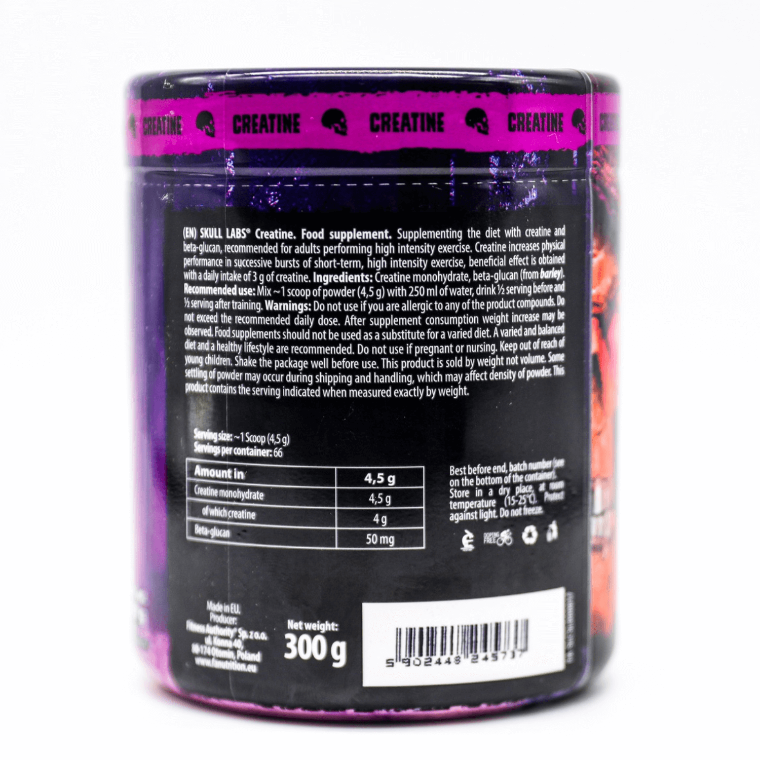 Skull Labs Creatine Monohydrate Pharmaceutical Grade-66Serv.-300G.-Unflavored