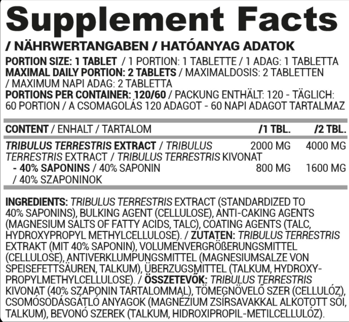 Nutriversum TRIBULUS TERRESTRIS 280G-120 TAB