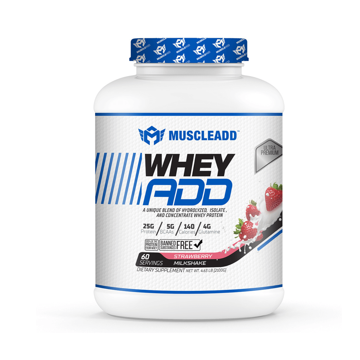 Muscle Add Whey Add-60Serv.-2100G-Strawberry Milkshake