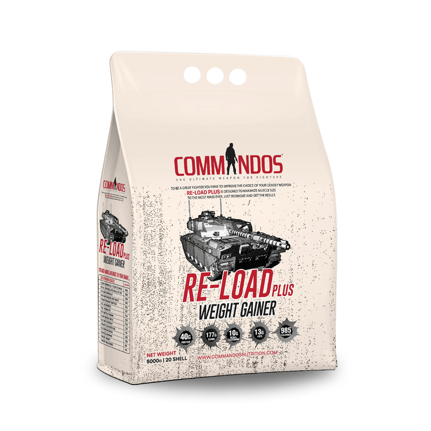 Commandos Re-Load Plus Weight Gainer-20Serv.-5000G