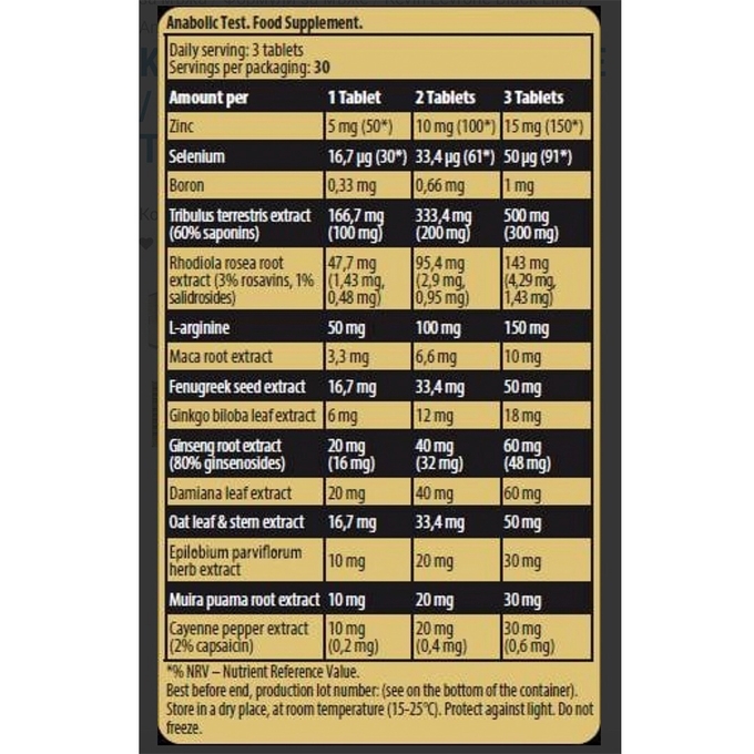 Kevin Levrone Anabolic Test 90 Tablets, 30 Servings