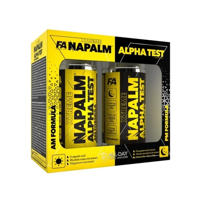 FA Nutrition Napalm Alpha Test (AM PM formula) 240 Tablets (2×120 Tabs), 24:30 Servings