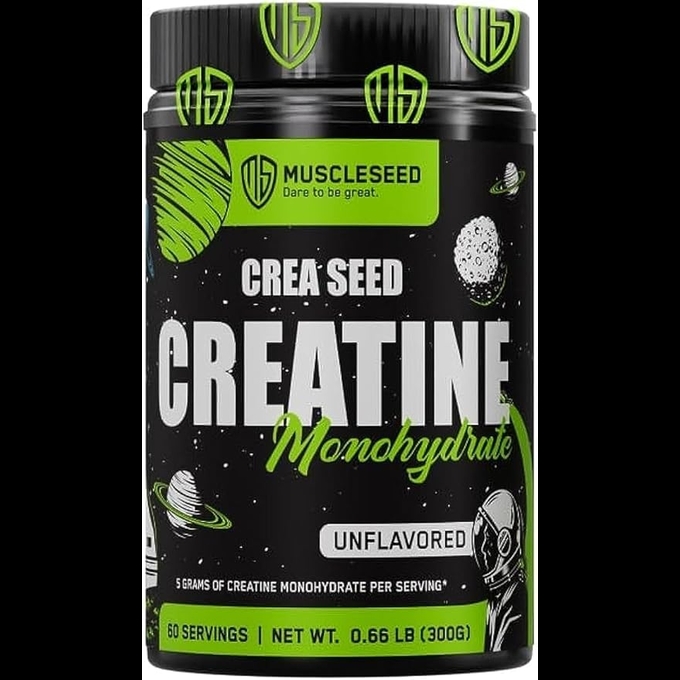  Crea seed monohydrate 60 serv 0 Crea seed monohydrate 60 serv 1 Product Details Crea Seed Creatine Monohydrate  30 serv   CREASEED features 5 grams of 100 % pure Creatine Monohydrate per serving. One of the most clinically studied compounds available. Creatine Monohydrate provides additional fuel for high-intensity training. This results in increased strength, power, and muscular endurance.  key features  • 5 Grams of creatine monohydrate.  • Promotes increases in strength and power.  • Support for athletic & sports performance.  SUGGESTED USE: CREASEED has no taste or odorant can easily be mixed into water or your favorite beverage. For best results, consume one serving (one scoop) before or after training. Use as part of healthy diet and exercise program.  WARNING: This product is only intended for use by healthy adults over 18 years of age. Consult your physician before using this product if you are taking any prescription or over the counter medications or supplements. Do not use this product if you are pregnant, expect to become pregnant or are nursing.  Do not use this product if you are at risk or are being treated for any medical condition or if you are taking a MAO inhibitor. Do not exceed recommended serving size or suggested use.KEEP OUT OF REACH OF CHILDREN.  ALLERGEN WARNING: This product was produced in a facility that may also process ingredients containing milk, eggs, fish, shellfish, tree nuts, peanuts, wheat and soybeans.  STORAGE: Store at room temperature. Exposure to heat, light or air can have negative effects related to product quality. Therefore keep out of direct light or heat. Keep sealed when not in use.  NOTICE: USE THIS PRODUCT AS A FOOD SUPPLEMENT ONLY. DO NOT USE FOR WEIGHT REDUCTION     Crea seed monohydrate 60 serv