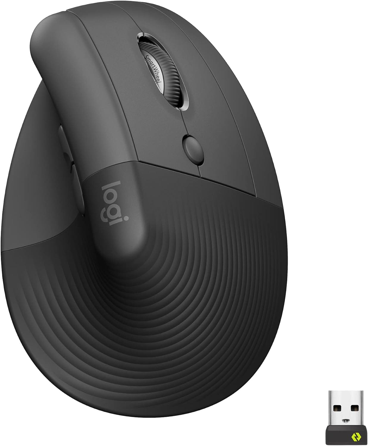 Logitech Lift Vertical Ergonomic Mouse, Wireless, Bluetooth or Logi Bolt USB receiver -Graphite (910-006473)