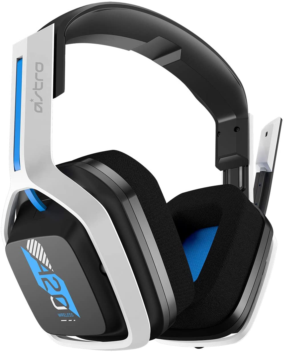 ASTRO Gaming A20 Wireless Headset Gen 2, Lightweight and Damage Resistant, Flip-to-mute microphone, +15 Hour battery life, 15m range, for PlayStation 5, PS4, PC, Mac - White/Blue