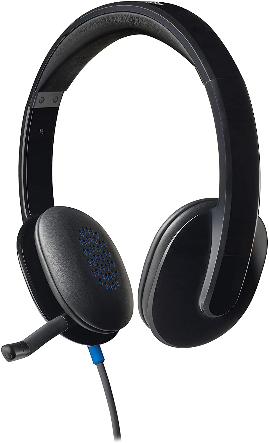 Logitech H540 Wired Headset, Stereo Headphone with Noise-Cancelling Microphone, USB, On-Ear Controls, Mute Indicator Light, PC/Mac/Laptop - Black