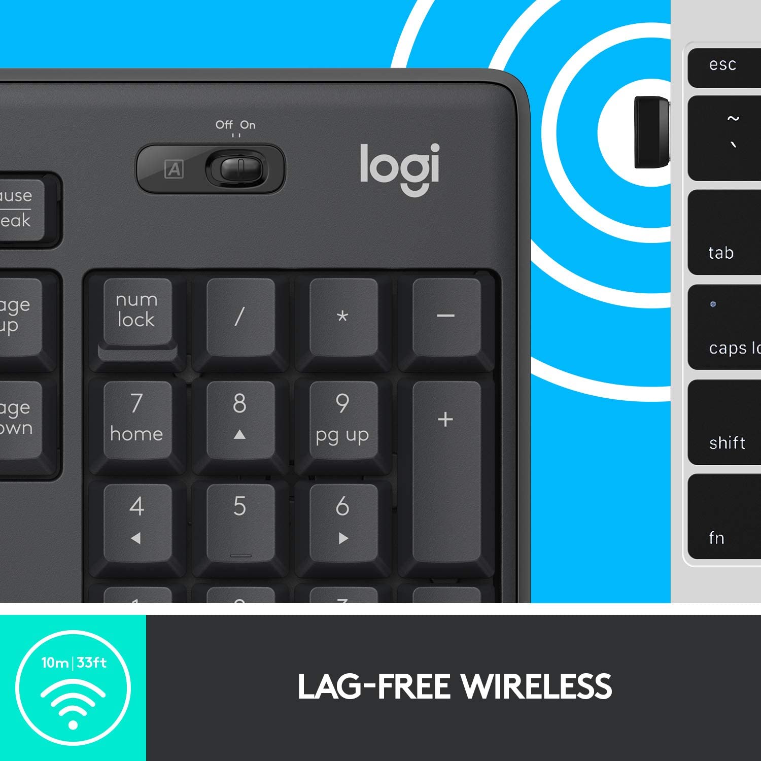 Logitech MK295 Wireless Mouse & Keyboard Combo – SilentTouch Tech, Full Numpad, Advanced Optical Tracking, Nano USB Receiver, Lag-Free Wireless, 90% Less Noise, QWERTY - Black