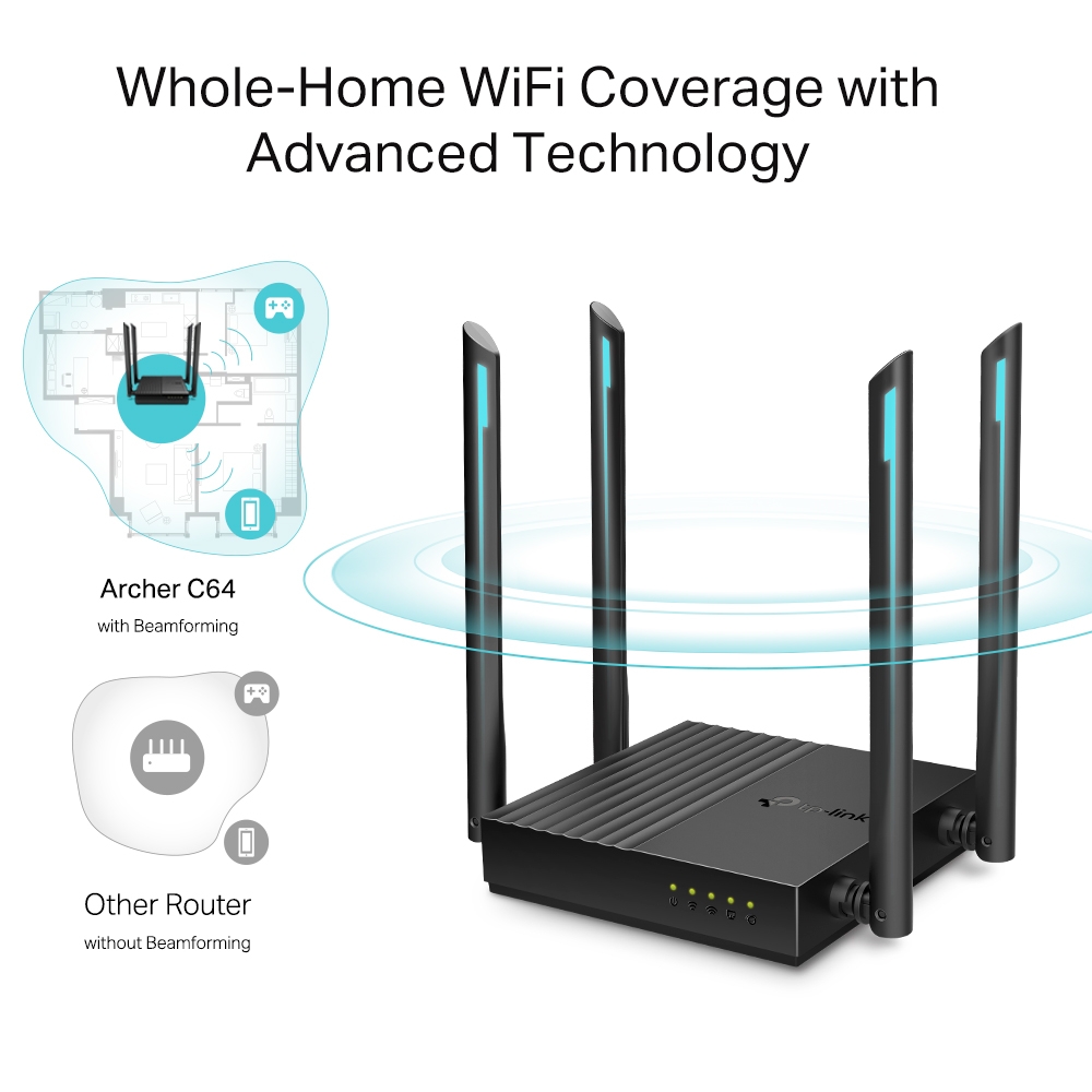 TP LINK Archer C64 AC1200 Wireless MU-MIMO WiFi Router