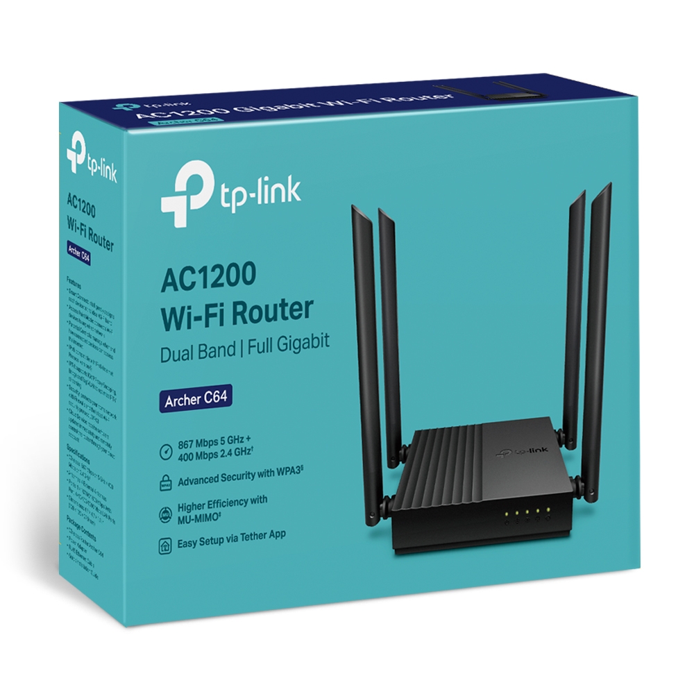 TP LINK Archer C64 AC1200 Wireless MU-MIMO WiFi Router