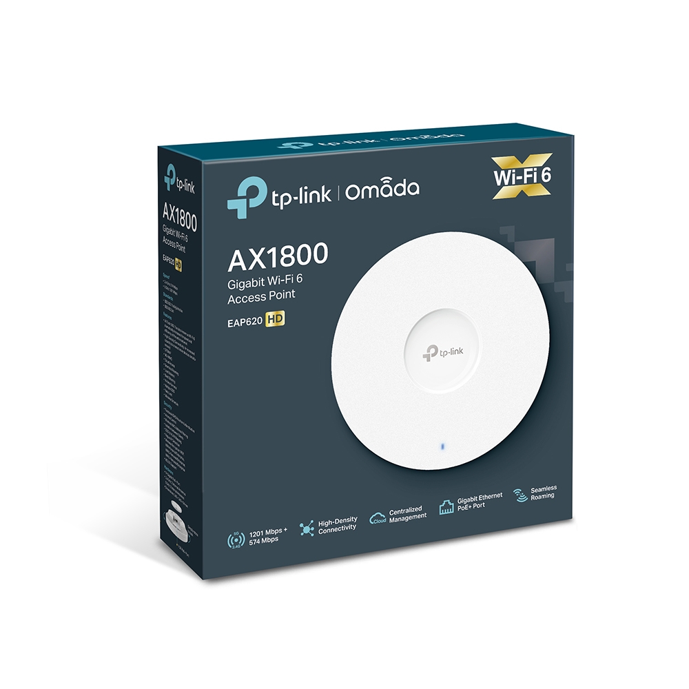 TP-Link Omada AX1800 Wireless Dual Band Ceiling Mount Access Point, Ultra-Fast Wi-Fi 6 Speeds, Easily Wall Mount, Centralized Cloud Management ( EAP620 HD )