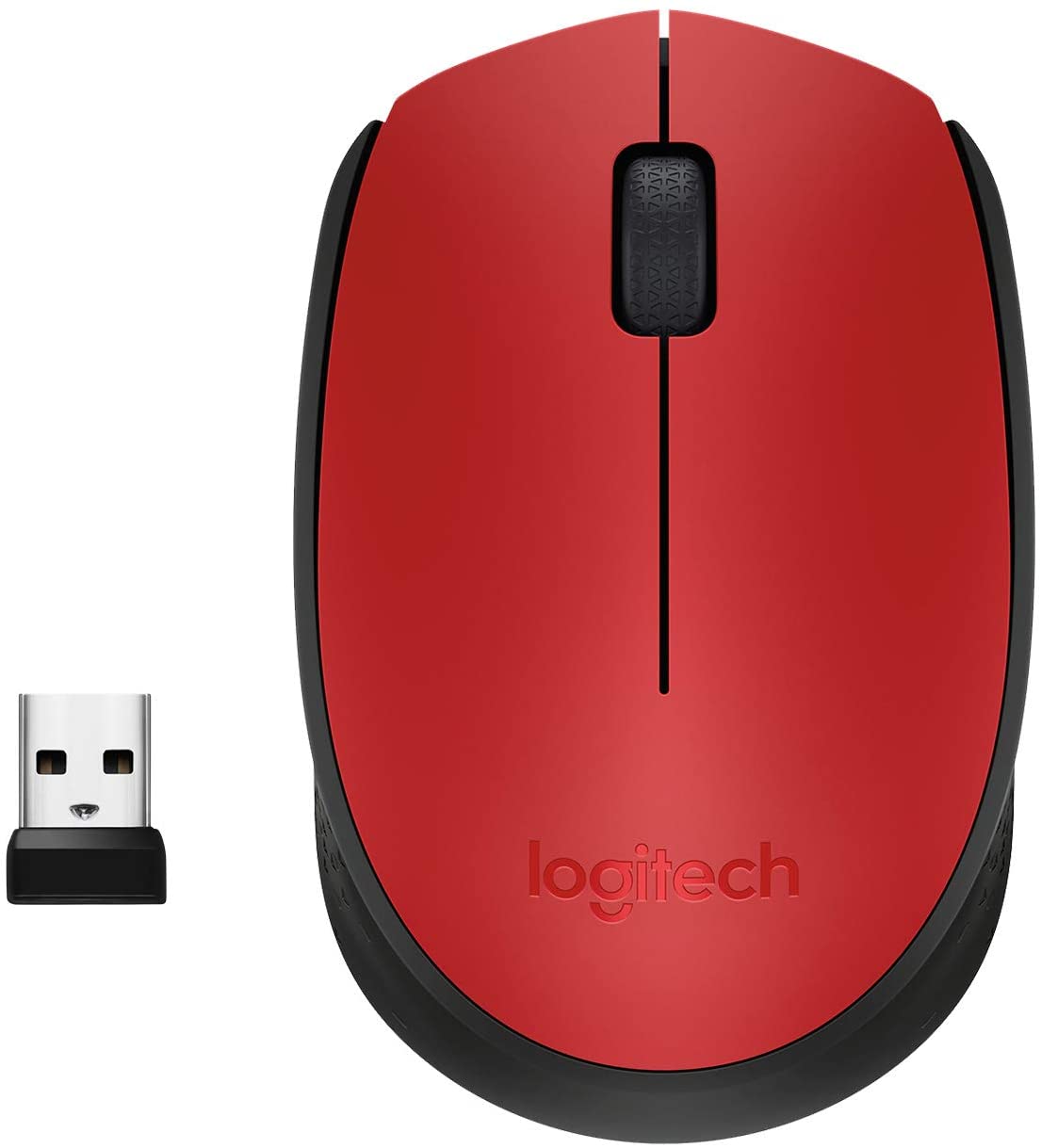 Logitech M171 Wireless Mouse, 2.4 GHz with USB Mini Receiver, Optical Tracking, 12-Months Battery Life, Ambidextrous PC/Mac/Laptop - Red