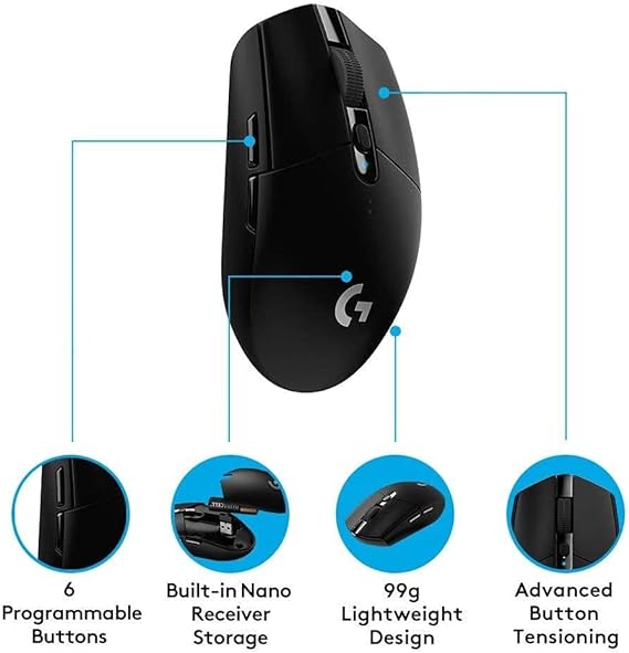 Logitech G305 Lightspeed Wireless Gaming Mouse - Black