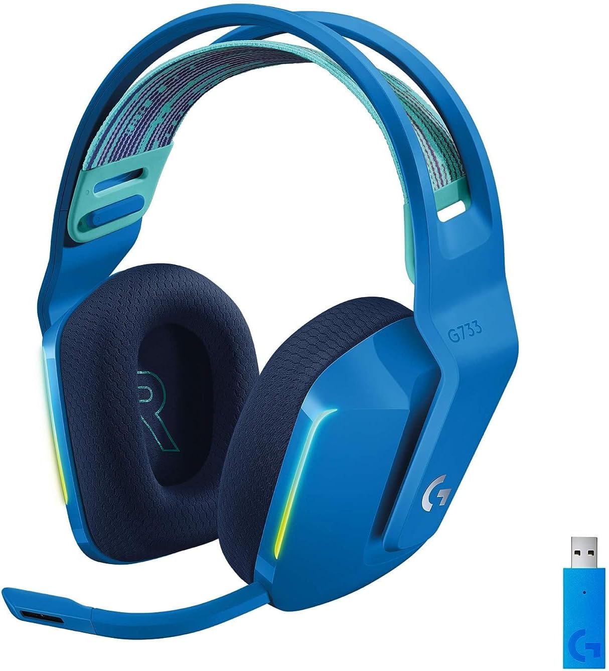 Logitech g733 lightspeed wireless rgb gaming headset - blue - 2.4ghz - emea