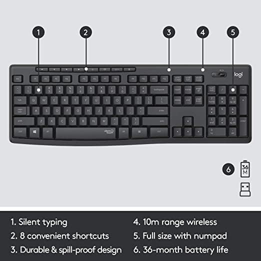 Logitech MK295 Silent Wireless Combo Keyboard and Mouse