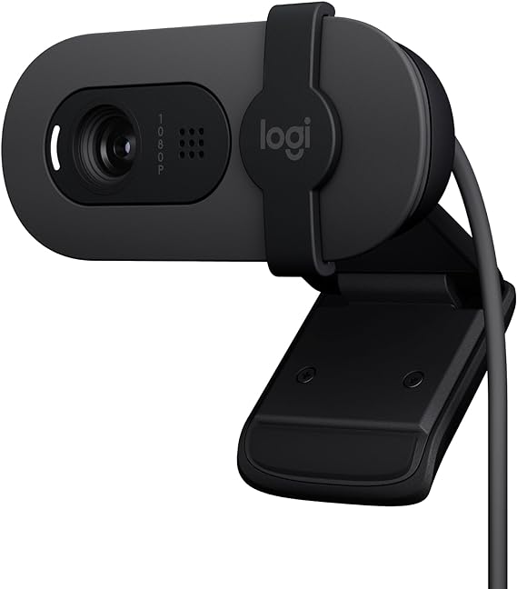 Logitech Brio 100 Full HD Webcam for Meetings and Streaming, Auto-Light Balance, Built-in Mic, Privacy Shutter, USB-A, for Microsoft Teams, Google Meet, Zoom and More- Graphite