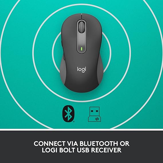 Logitech Signature M650 Wireless Mouse - for Small to Medium Sized Hands, 2-Year Battery, Silent Clicks, Customisable Side Buttons, Bluetooth -Graphite